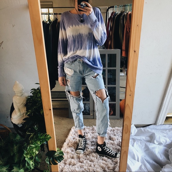 Chico's Sweaters - Baby Purple Hippie Tie Dye Stripe Boho Viscose